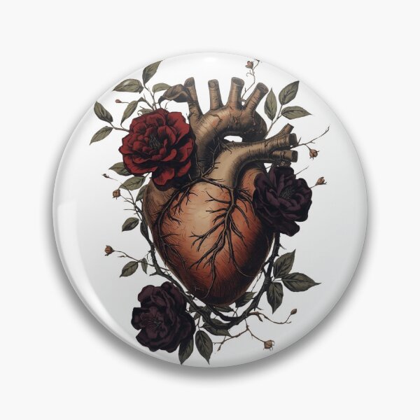 Item preview, Vintage Anatomical Heart with Dark Flowers and Thorns designed and sold by SipandStan.
