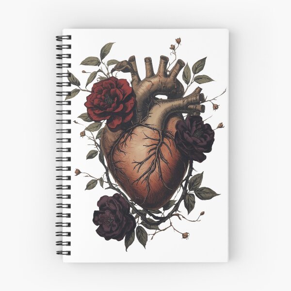 Item preview, Vintage Anatomical Heart with Dark Flowers and Thorns designed and sold by SipandStan.