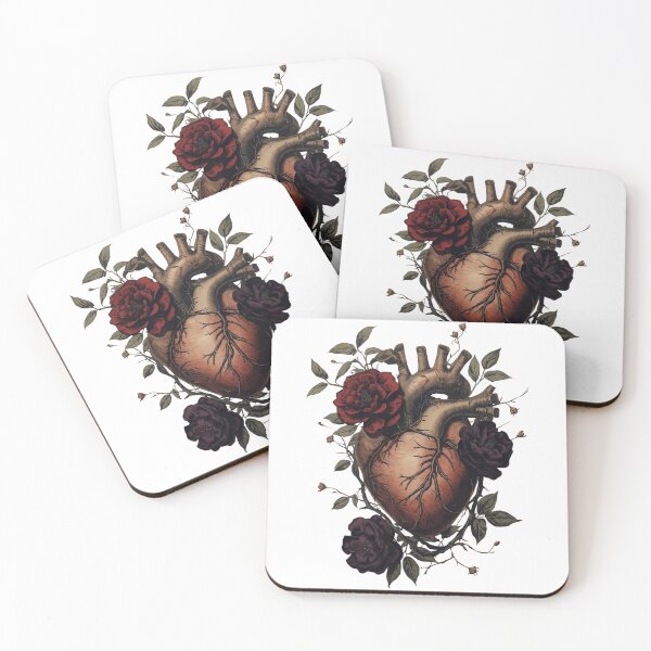 Item preview, Vintage Anatomical Heart with Dark Flowers and Thorns designed and sold by SipandStan.