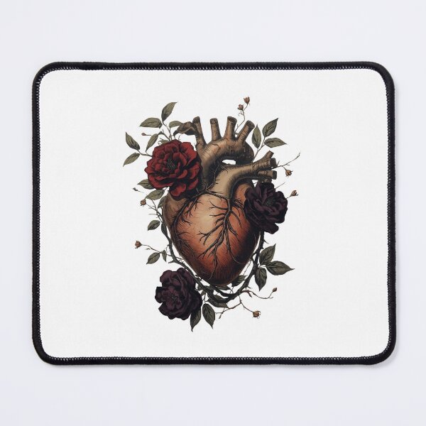 Item preview, Vintage Anatomical Heart with Dark Flowers and Thorns designed and sold by SipandStan.