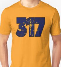 LOVE THAT 317 LIFE - YOUR FAVORITE AREA CODE WITH A HEAVY WOOD OVERLAY DISTRESS Unisex T-Shirt