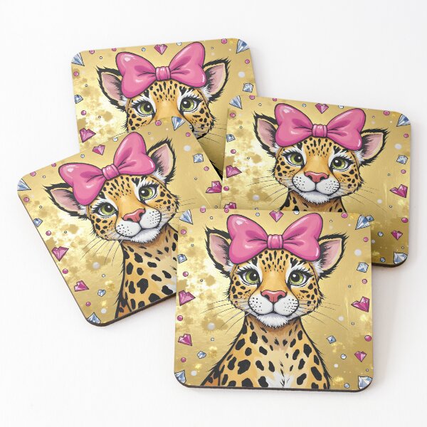 Item preview, Cute Leopard Design with a Pink Bow & Gold Background designed and sold by PeacefulD-signs.