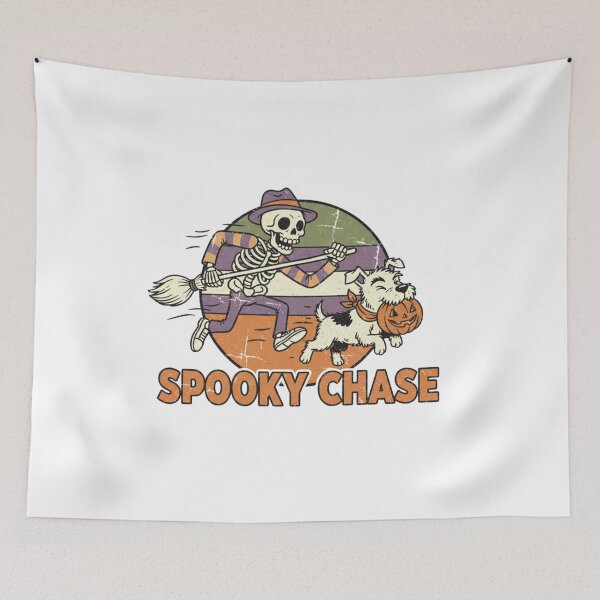 Item preview, Spooky Sprint! Funny Skeleton Chasing Dog Halloween Tee designed and sold by Clothesbest.
