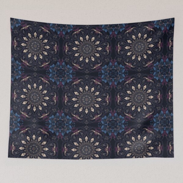 Item preview, Nocturnal Floral Mandala — Dark Botanical Symmetry designed and sold by SipandStan.