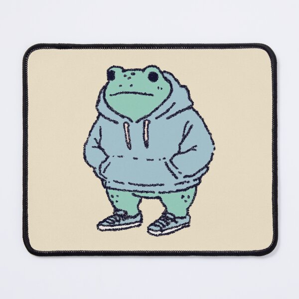 Item preview, Nonchalant Frog in Hoodie, cozy pastel textured illustration designed and sold by Magnificent Lizard.