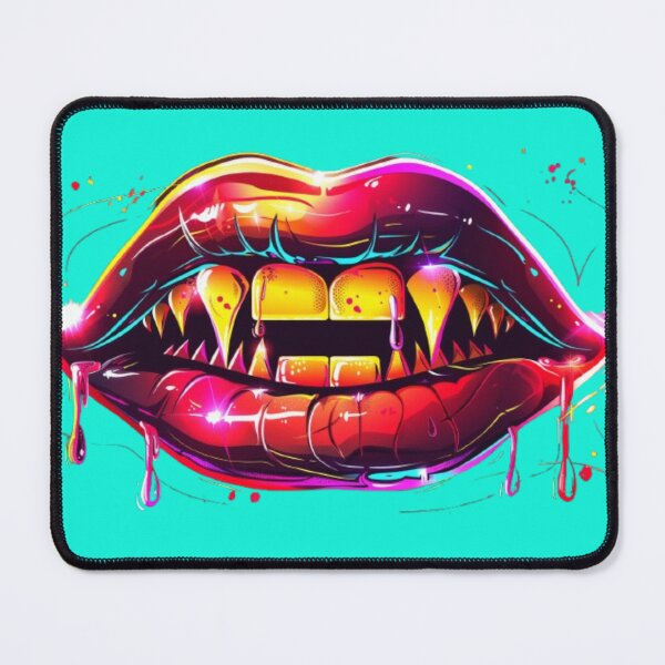Item preview, "Neon Vampire Lips – Halloween Street Art" designed and sold by AlexLineArt.