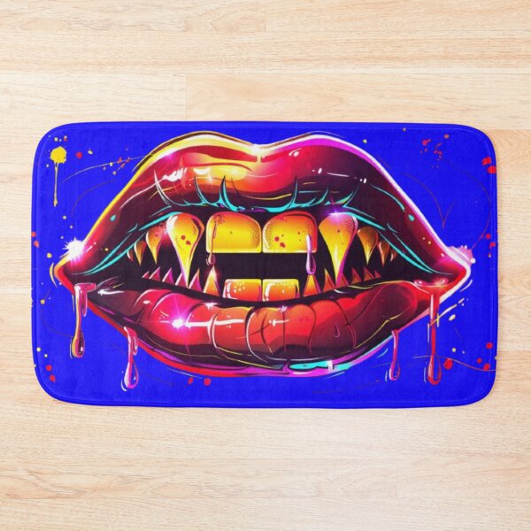 Item preview, "Neon Vampire Lips – Halloween Street Art" designed and sold by AlexLineArt.