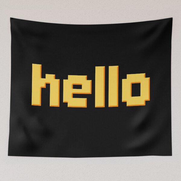 Item preview, hello in Yellow 8-bit Pixel  designed and sold by Memes N Lore .