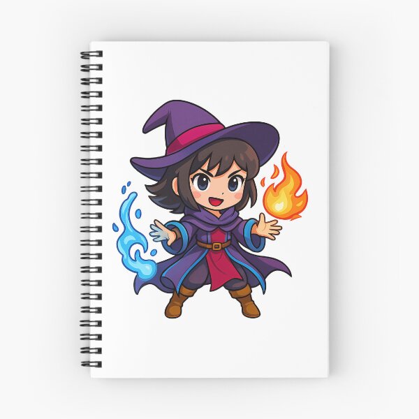 Item preview, Kawaii Chibi Witch – Cute Anime Mage with Fire and Ice Magic designed and sold by lamiarte.