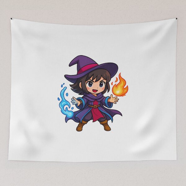 Item preview, Kawaii Chibi Witch – Cute Anime Mage with Fire and Ice Magic designed and sold by lamiarte.