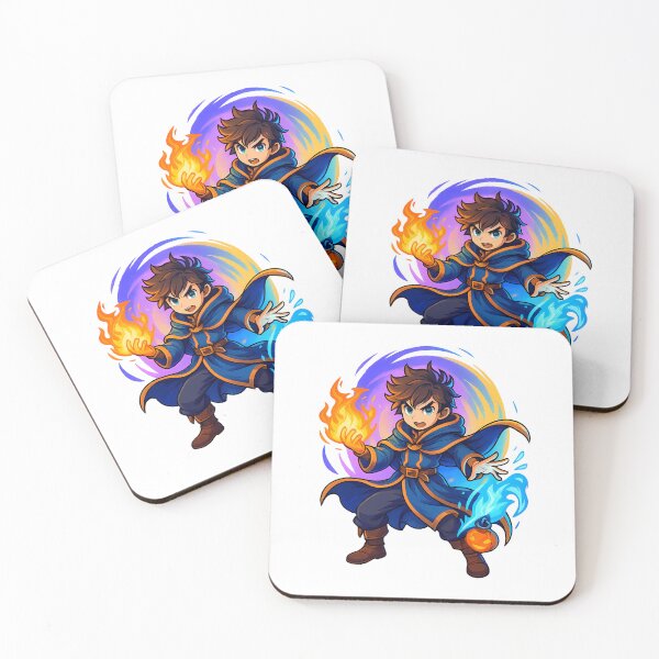 Item preview, Chibi Anime Mage – Cute Wizard with Fire and Ice Magic designed and sold by lamiarte.