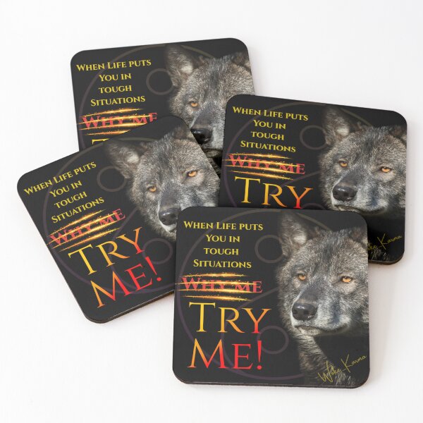 Item preview, “Wolf Spirit Motivational Quote – Why Me Try Me” designed and sold by Woke-Karma.