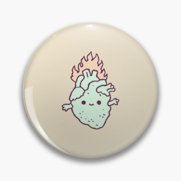 Item preview, Cute Flaming Heart, pastel kawaii stipple illustration designed and sold by Magnificent Lizard.