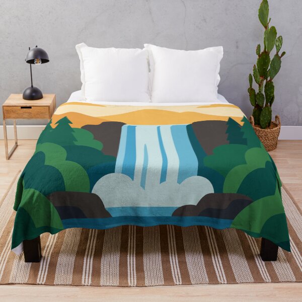 Item preview, Waterfall in Mountain Forest | Flat Vector Nature Art designed and sold by Vector Jack.