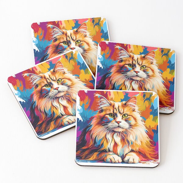 Item preview, Vibrantly Colored Modern Art Domestic American Longhair Cat Design designed and sold by Fredster1966.