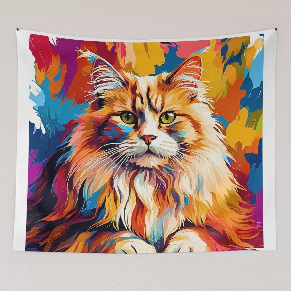Item preview, Diseño de gato americano de pelo largo, arte moderno y vibrante en colores designed and sold by Fredster1966.