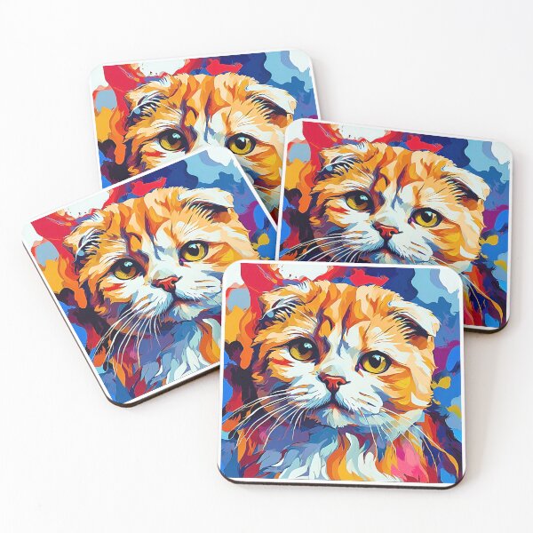 Item preview, Vibrantly Colored Modern Art Scottish Fold Cat Design designed and sold by Fredster1966.