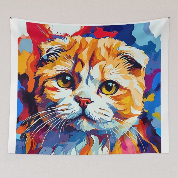 Item preview, Vibrantly Colored Modern Art Scottish Fold Cat Design designed and sold by Fredster1966.