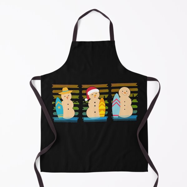 Item preview, Surfer Snowmen Christmas Design | 3 Santa Hat Snowmen with Vintage Sunset Beach Vibes designed and sold by Sun Sand & Sea Art.