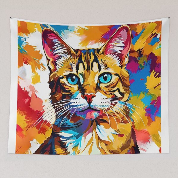Aperçu de l'œuvre Motif de chat du Bengale aux couleurs vives et modernes créée et vendue par Fredster1966.