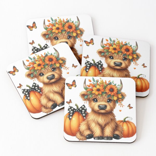 Item preview, Cute Fall Highland Cow with Pumpkins designed and sold by Lbeck1869.