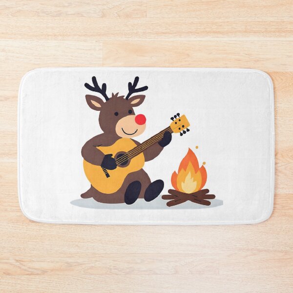 Item preview, Reindeer Strumming Guitar by the Campfire – Cozy Christmas Folk designed and sold by Hintotees.