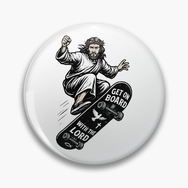 Item preview, On Board With The Lord - Skateboarding Jesus designed and sold by Stray Ink.
