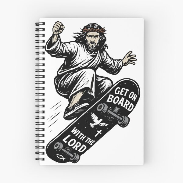 Item preview, On Board With The Lord - Skateboarding Jesus designed and sold by Stray Ink.