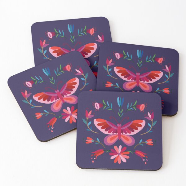 Item preview, Pink Otomi Butterfly with Mexican Folk Flowers designed and sold by DouglasChoosen.