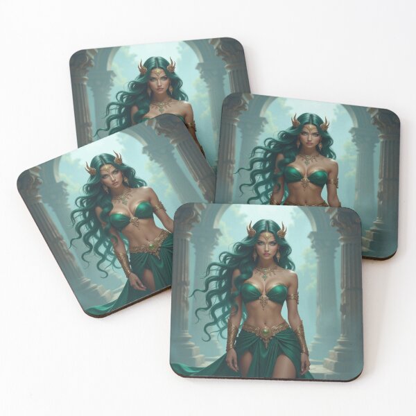 Item preview, Green haired druid woman in ancient temple designed and sold by Prestons Corner.