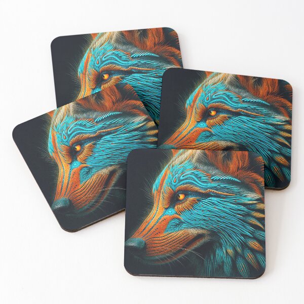 Item preview, Wolf Face With Blue and Orange Southwest Aesthetic designed and sold by DEC02.