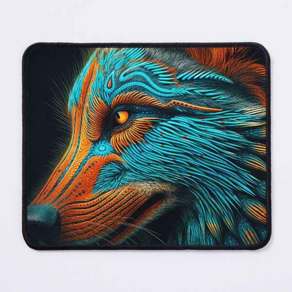 Item preview, Wolf Face With Blue and Orange Southwest Aesthetic designed and sold by DEC02.