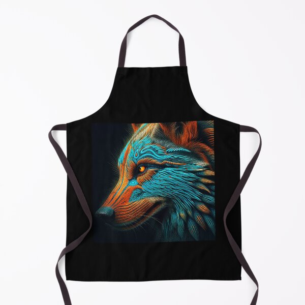 Item preview, Wolf Face With Blue and Orange Southwest Aesthetic designed and sold by DEC02.