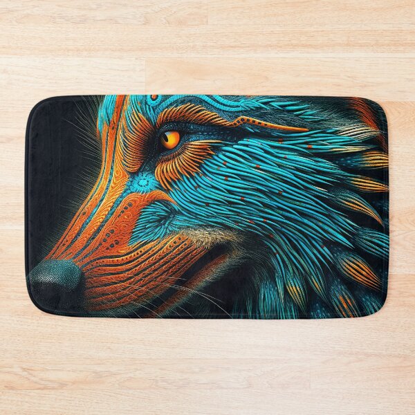 Item preview, Wolf Face With Blue and Orange Southwest Aesthetic designed and sold by DEC02.