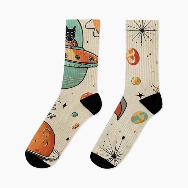 Item preview, Cute Cat Astronaut In A Retro Rocket, Floating Planets, And Cosmic Space Scene designed and sold by Rue Market.
