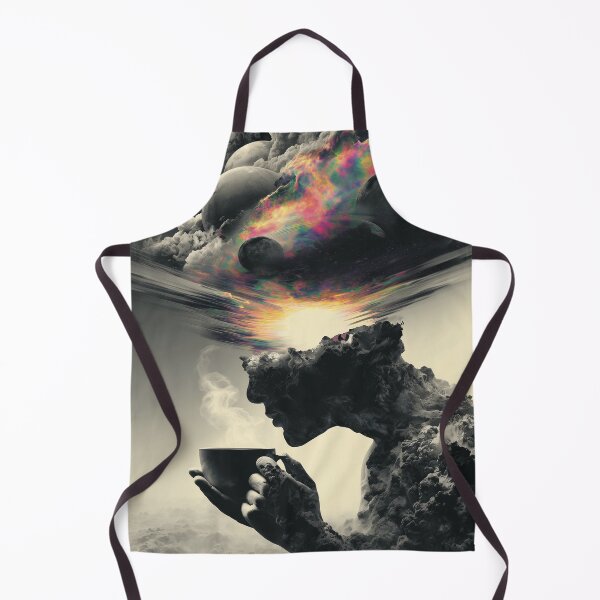 Item preview, Cosmic Cloud Man Drinking Coffee - Surreal Space Art designed and sold by Mystikos Art.