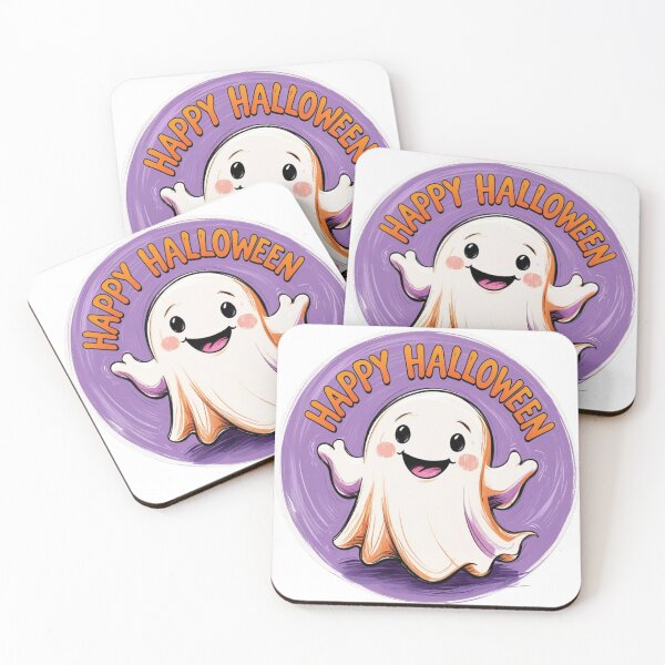 Item preview, Happy Halloween White Ghost Round Sticker designed and sold by colorleafz.