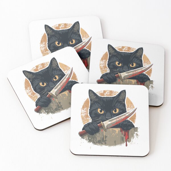 Item preview, Purr-fectly Spooky: Black Cat with Knife Halloween Tee – Dark Humor Feline Fan Gift designed and sold by Clothesbest.