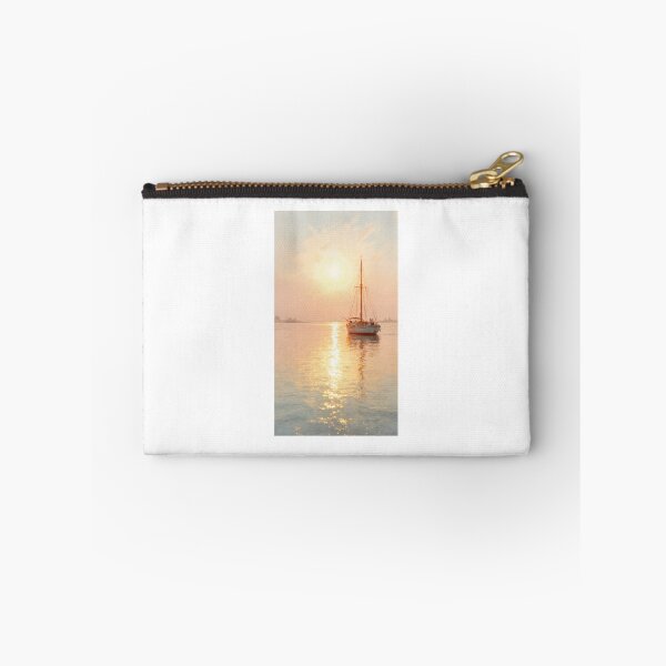 Item preview, Tranquil Ocean Sunset with Boat – Impressionist Seascape designed and sold by natthaaekf.