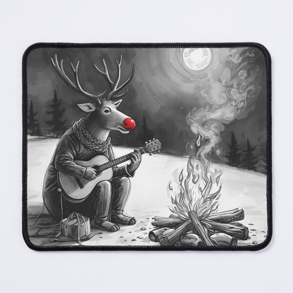 Item preview, Reindeer Strumming by the Campfire – Cozy Acoustic Christmas designed and sold by Hintotees.