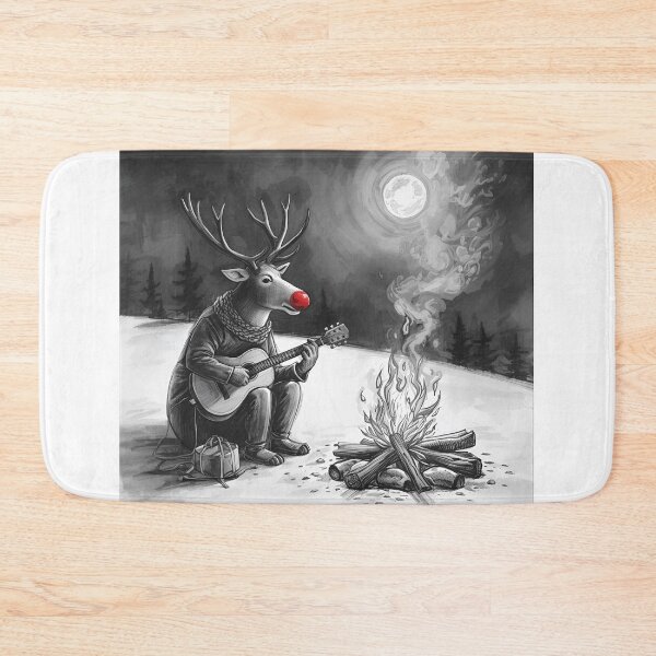 Item preview, Reindeer Strumming by the Campfire – Cozy Acoustic Christmas designed and sold by Hintotees.