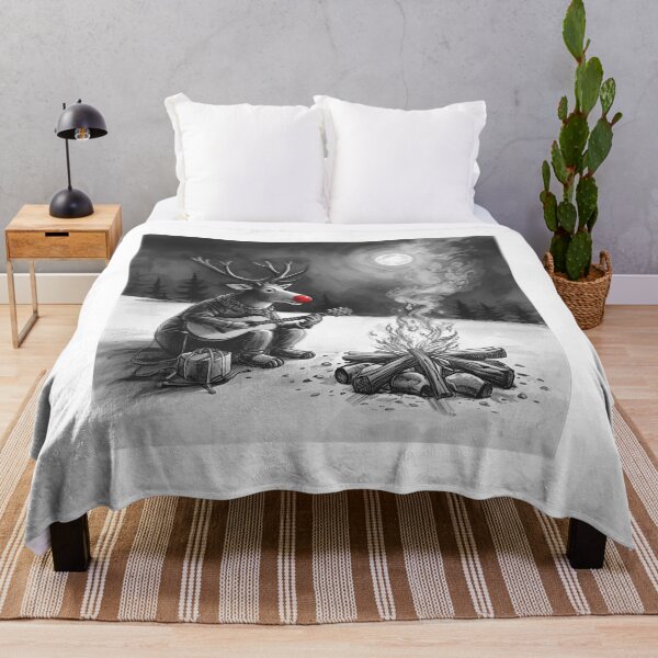 Item preview, Reindeer Strumming by the Campfire – Cozy Acoustic Christmas designed and sold by Hintotees.