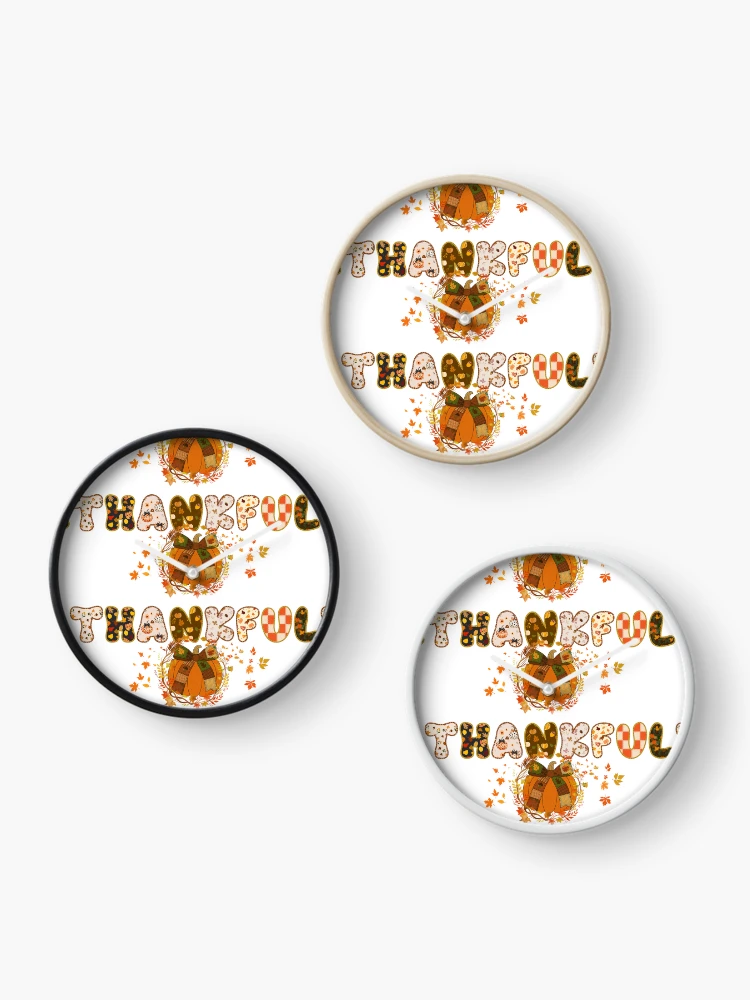 Thumbnail 3 of 4, Clock, Thankful Fall Patchwork designed and sold by Nacho Average Designs.