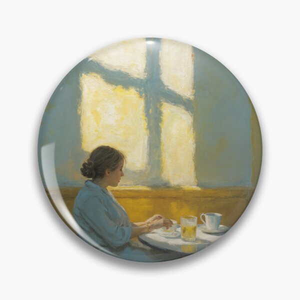 Item preview, Woman in Sunlit Café – Impressionist Painting designed and sold by natthaaekf.