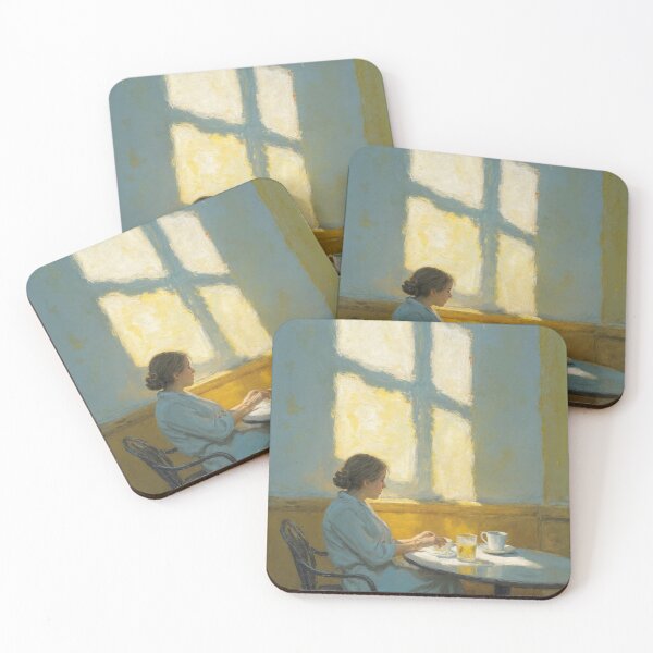 Item preview, Woman in Sunlit Café – Impressionist Painting designed and sold by natthaaekf.