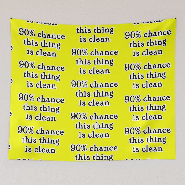 Item preview, 90% chance this shirt/thing/person is clean, yellow background designed and sold by mntimg.