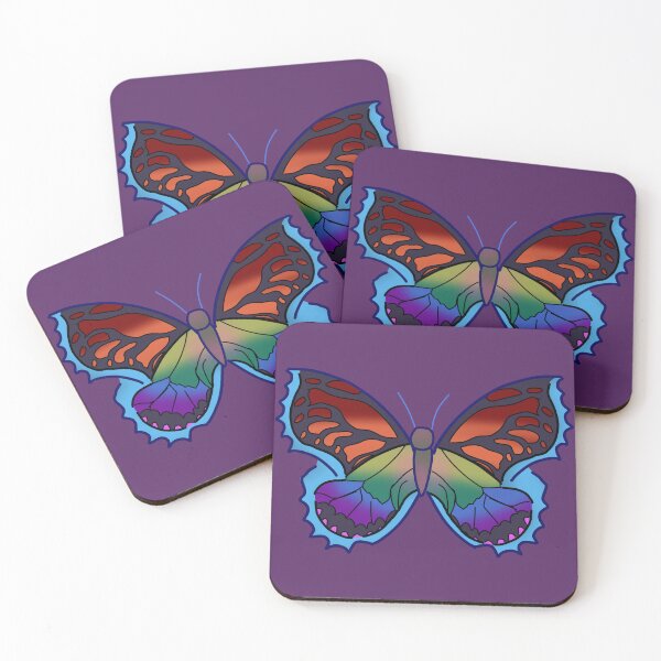 Item preview, Rainbow Butterfly with Blue Outline designed and sold by AHumanArtMachine.