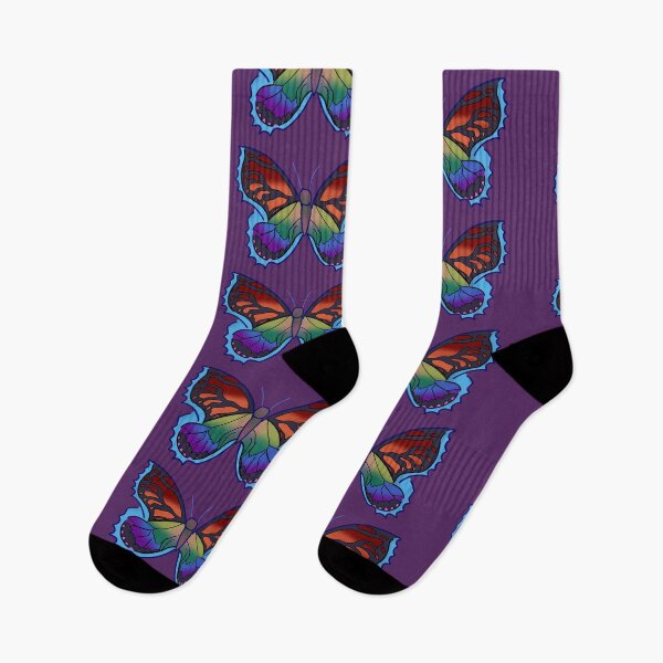 Item preview, Rainbow Butterfly with Blue Outline designed and sold by AHumanArtMachine.