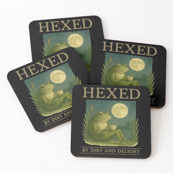 Item preview, Funny Hexed Frog Drinking Tea Under Moon Cute Witchy Design designed and sold by DrawHandArt.