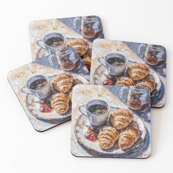 Item preview, Morning Pastries and Coffee – Oil Painting Canvas designed and sold by natthaaekf.